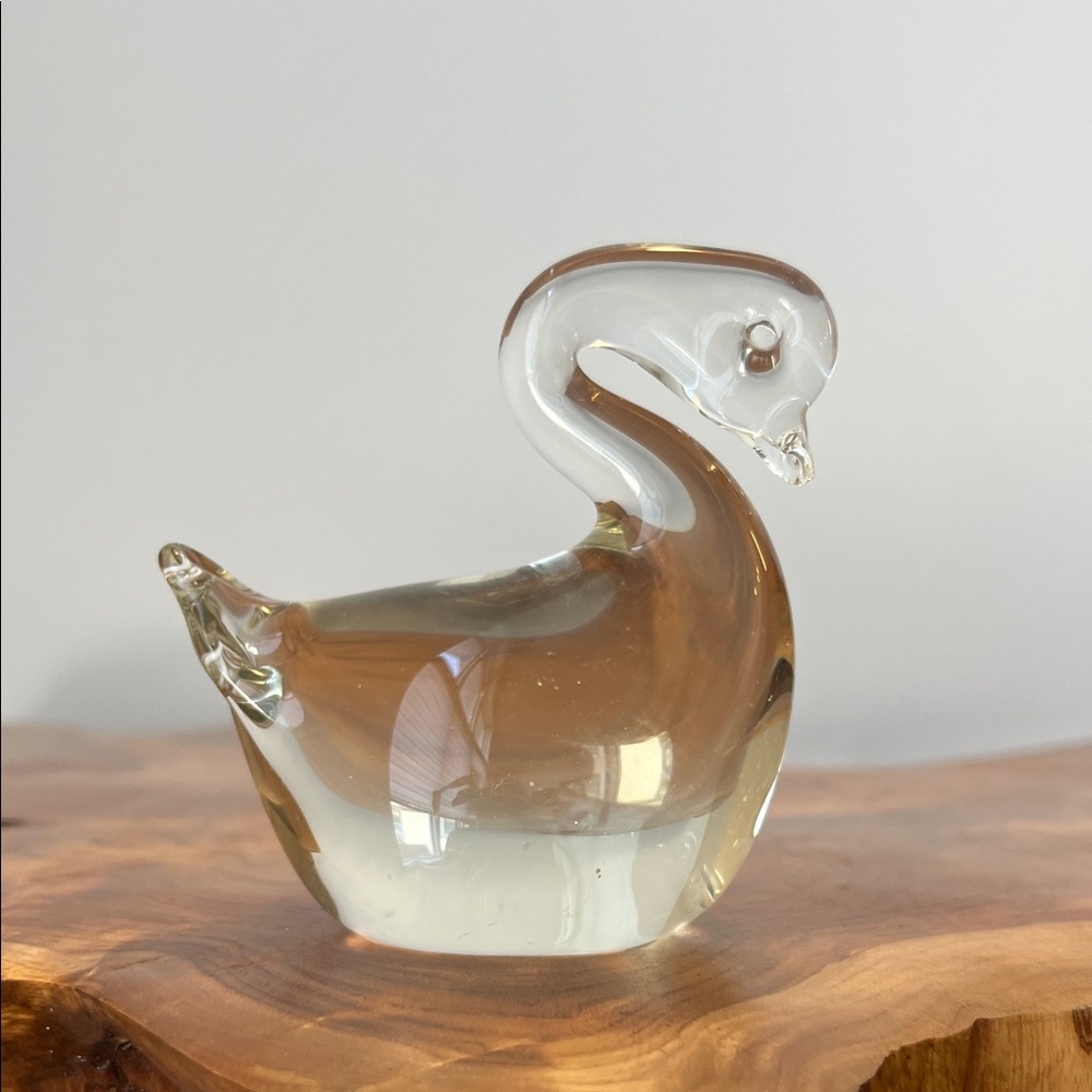 Vintage Clear Art Glass Duck/Goose/Swan Paperweight
